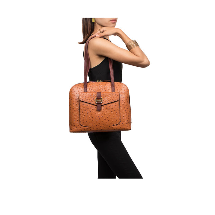Ee Lotus 03 Tan Leather Shoulder Bag