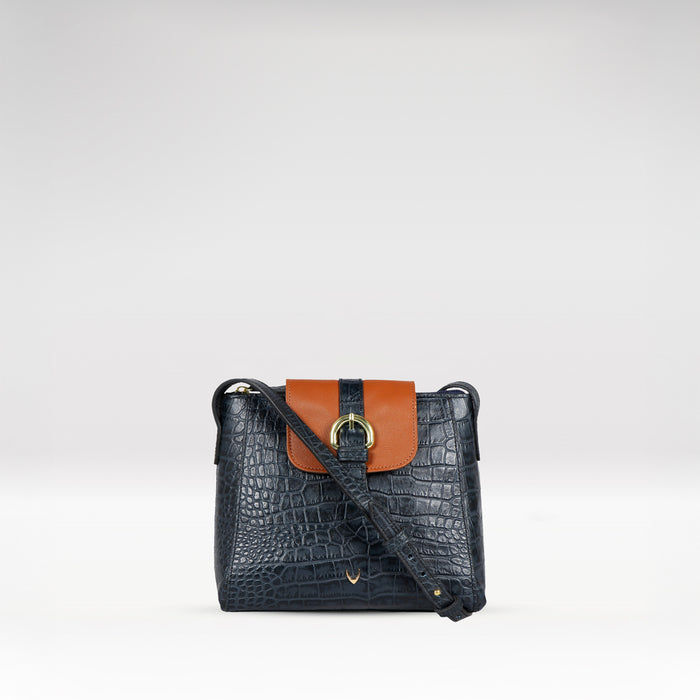Ee Lyra Blue Leather Sling Bag