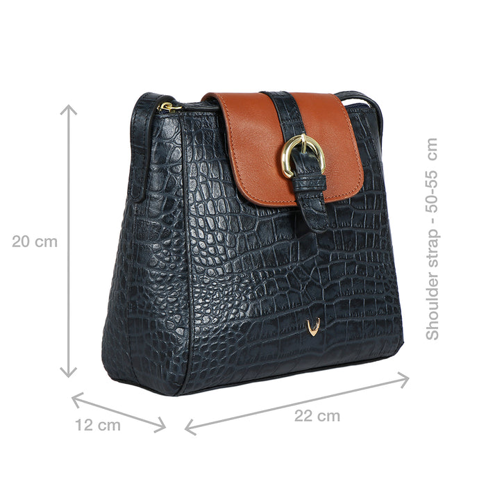 Ee Lyra Blue Leather Sling Bag
