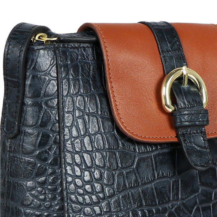 Ee Lyra Blue Leather Sling Bag