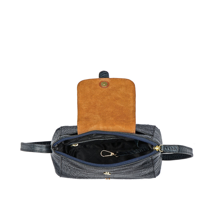 Ee Lyra Blue Leather Sling Bag