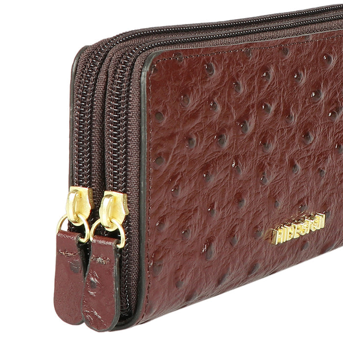 Ee Mackenziew3-M Brown Leather Double Zip Around Wallet