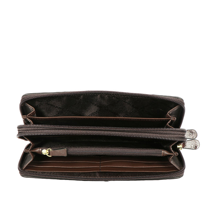 Ee Mackenziew3-M Brown Leather Double Zip Around Wallet