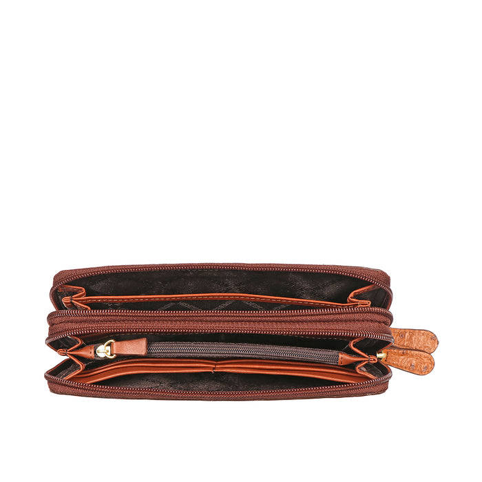 Ee Mackenziew3-M Tan Leather Double Zip Around Wallet