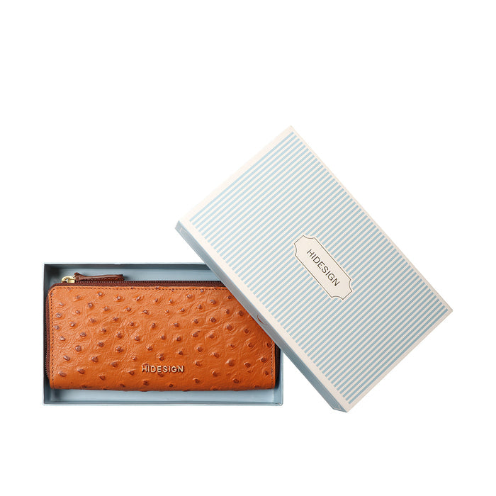 Ee Mackenziew3-M Tan Leather Double Zip Around Wallet