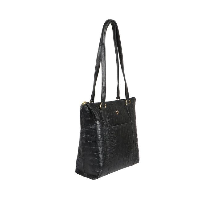 Ee Maple 02 Black Leather Tote Bag