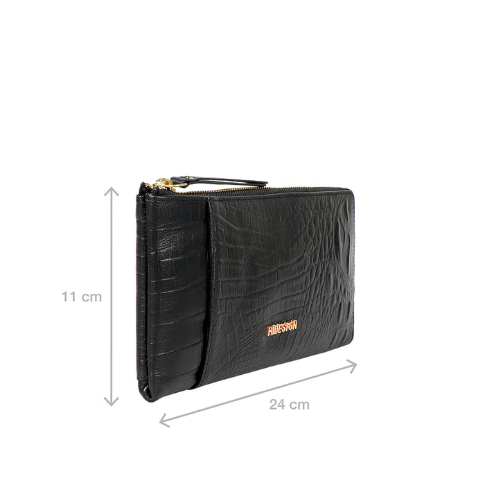Ee Maple W1-M Black Leather Zip Around Wallet