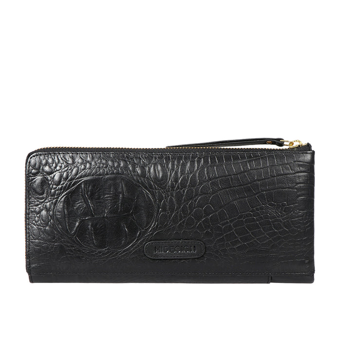Ee Maple W1-M Black Leather Zip Around Wallet