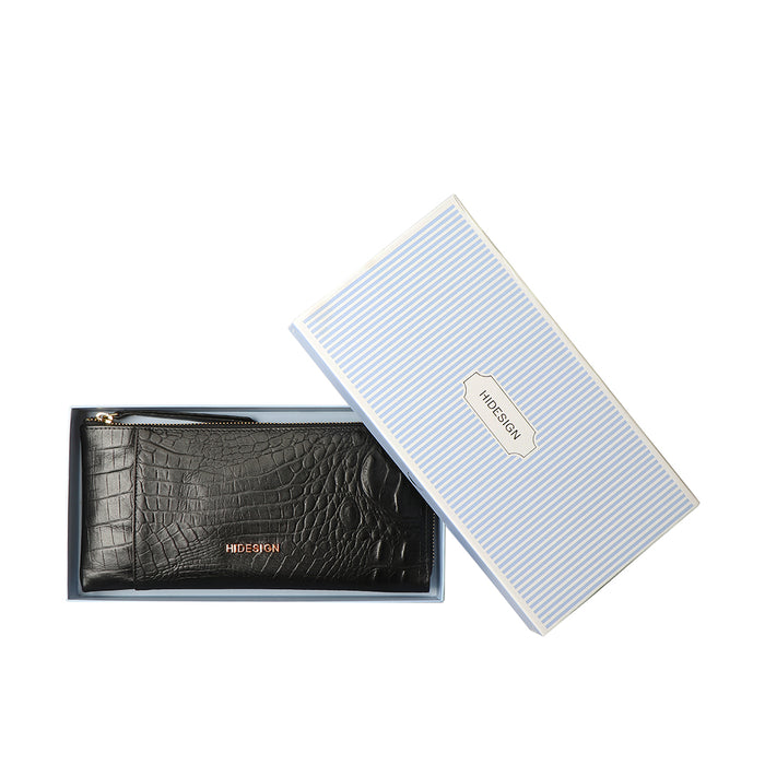 Ee Maple W1-M Black Leather Zip Around Wallet