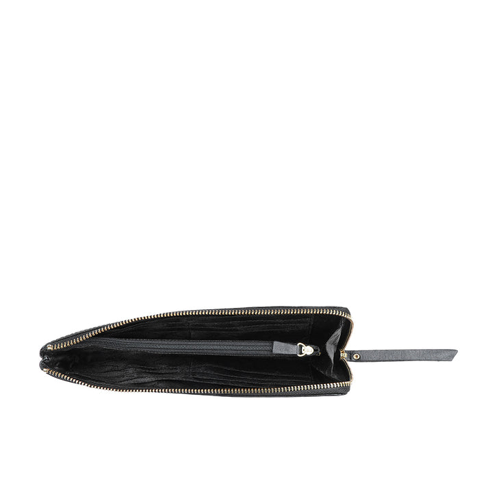 Ee Maple W1-M Black Leather Zip Around Wallet