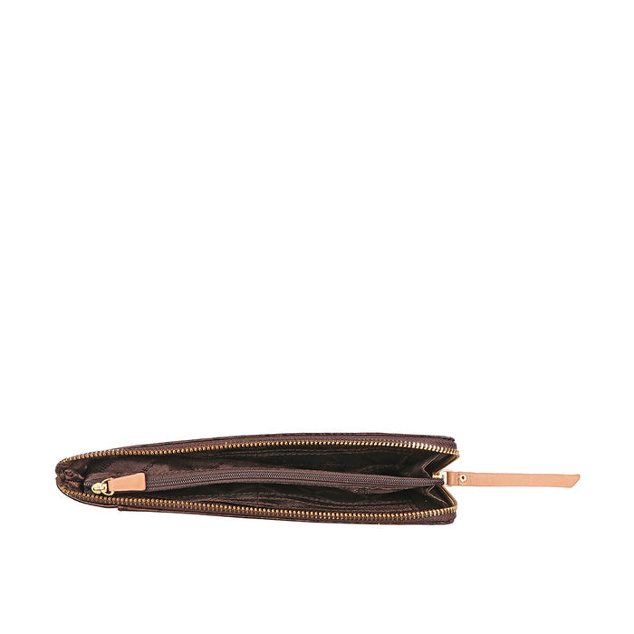 Ee Maple W1-M Brown Leather Zip Around Wallet