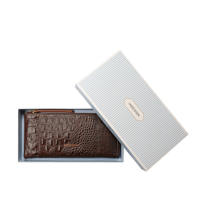 Ee Maple W1-M Brown Leather Zip Around Wallet