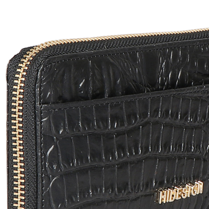 Ee Maple W2-M Black Leather Zip Around Wallet