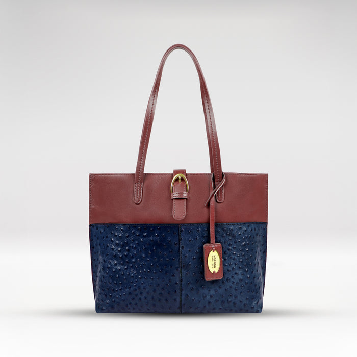 Ee Molokini 05 Blue Leather Tote Bag
