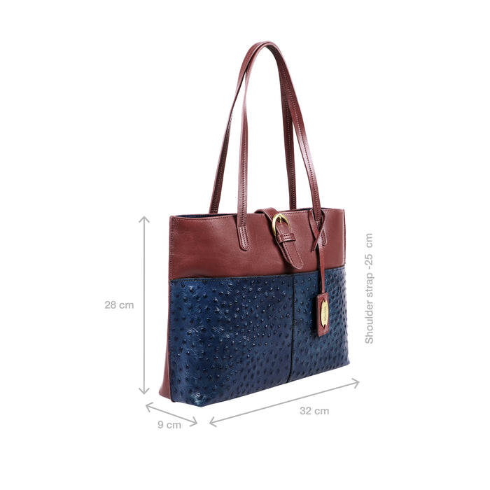 Ee Molokini 05 Blue Leather Tote Bag