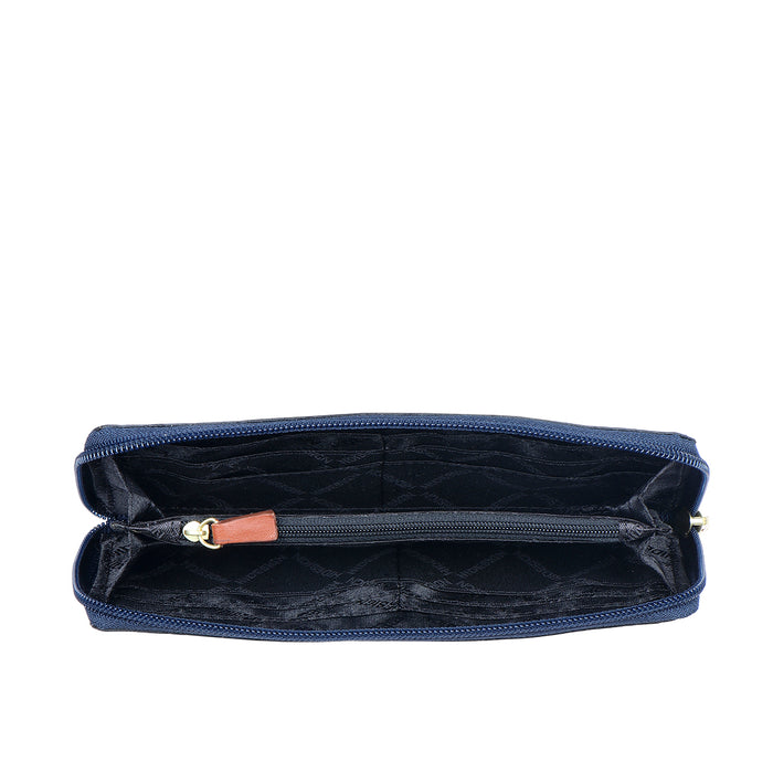 Ee Morocco W1-M Blue Leather Zip Around Wallet