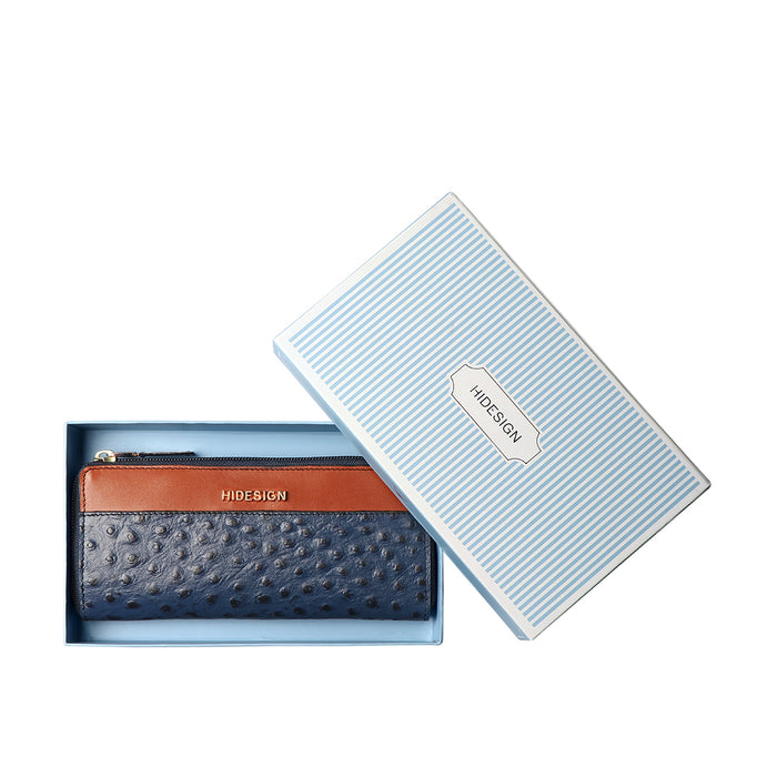 Ee Morocco W1-M Blue Leather Zip Around Wallet