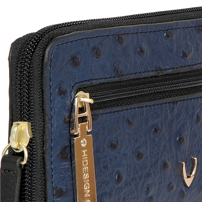 Ee Morocco W3-M Blue Leather Zip Around Wallet
