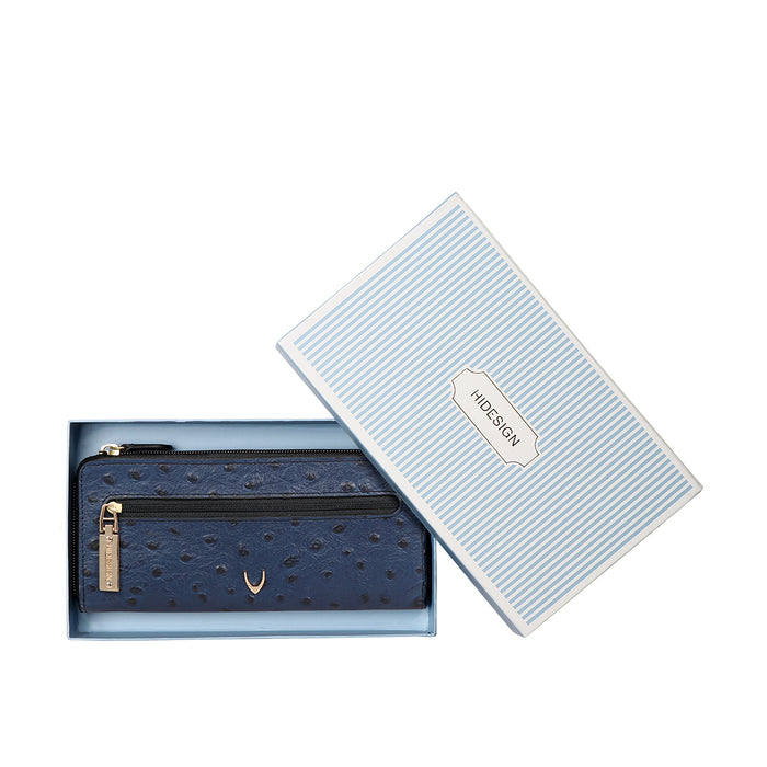 Ee Morocco W3-M Blue Leather Zip Around Wallet