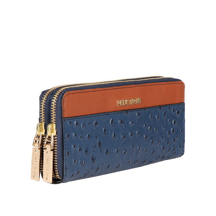 Ee Morocco W4-M Blue Leather Double Zip Around Wallet