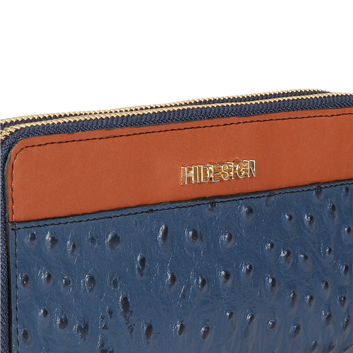 Ee Morocco W4-M Blue Leather Double Zip Around Wallet