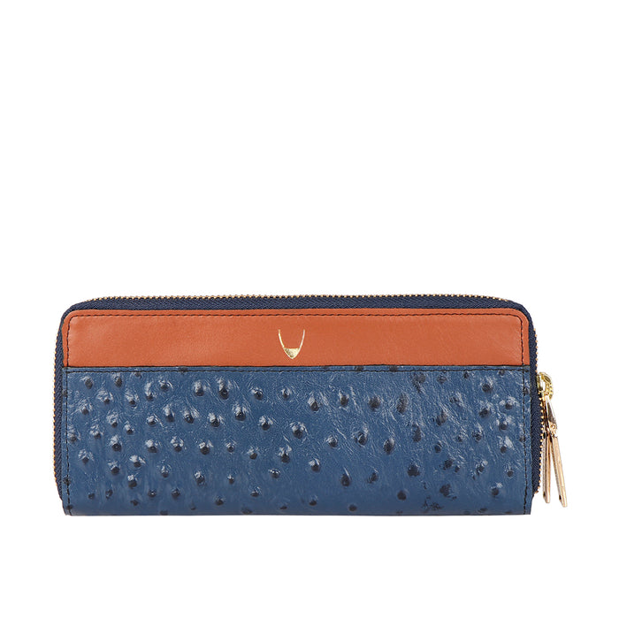Ee Morocco W4-M Blue Leather Double Zip Around Wallet