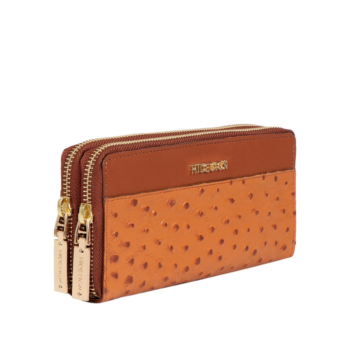 Ee Morocco W4-M Tan Leather Double Zip Around Wallet