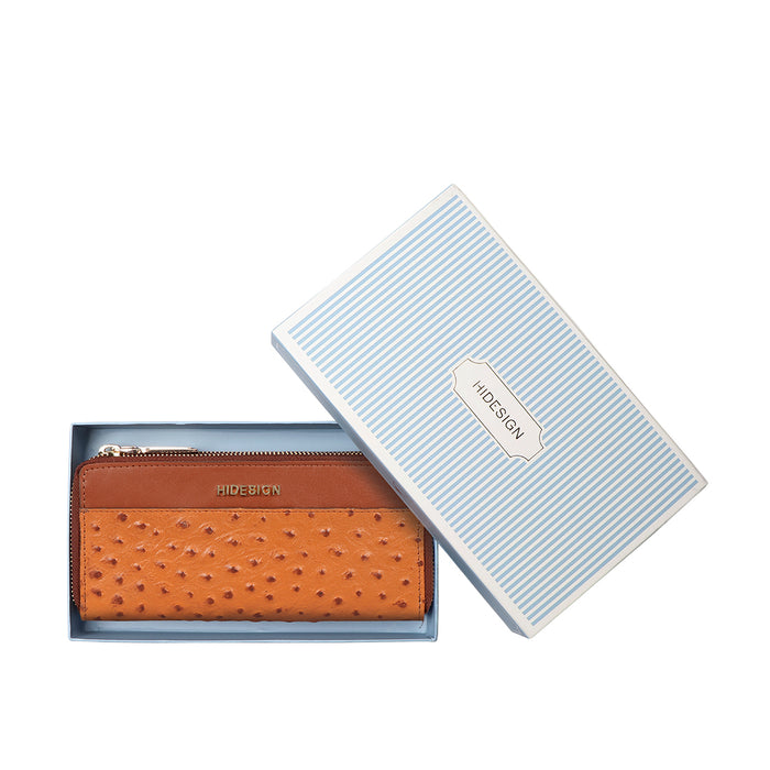 Ee Morocco W4-M Tan Leather Double Zip Around Wallet