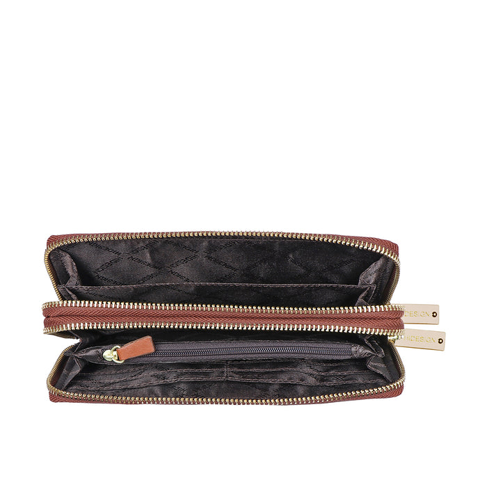 Ee Morocco W4-M Tan Leather Double Zip Around Wallet