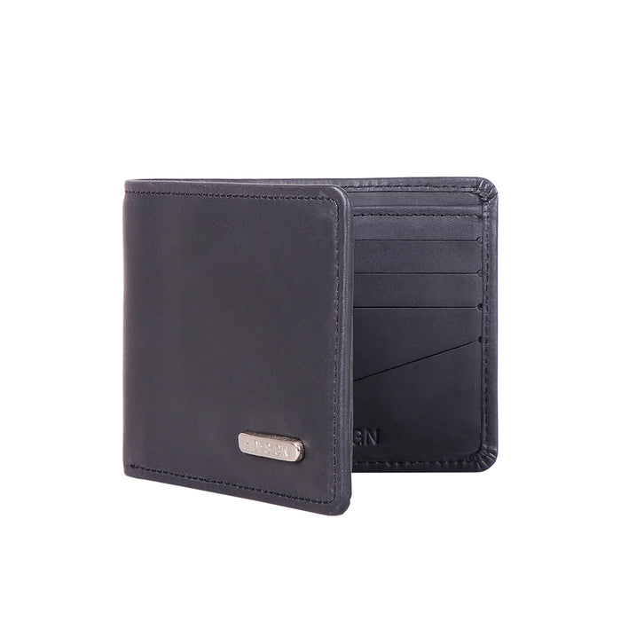 Ee Myw-02  Black Leather Bi-Fold Wallet