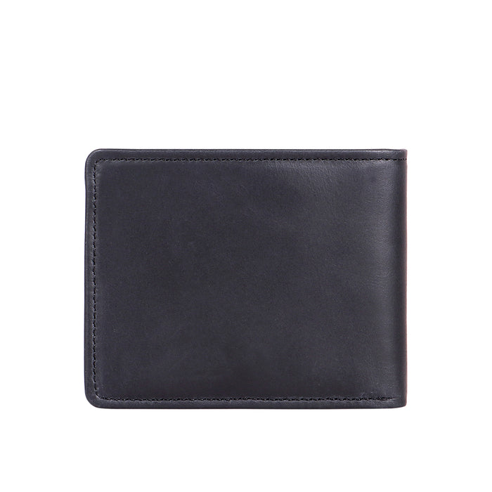 Ee Myw-02  Black Leather Bi-Fold Wallet