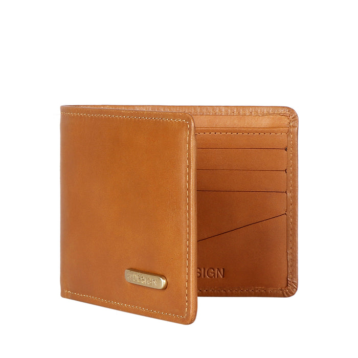 Ee Myw-02  Tan Leather Bi-Fold Wallet
