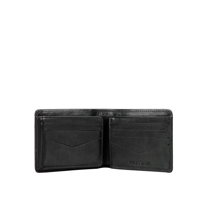 Ee Myw-02A  Black Leather Bi-Fold Wallet
