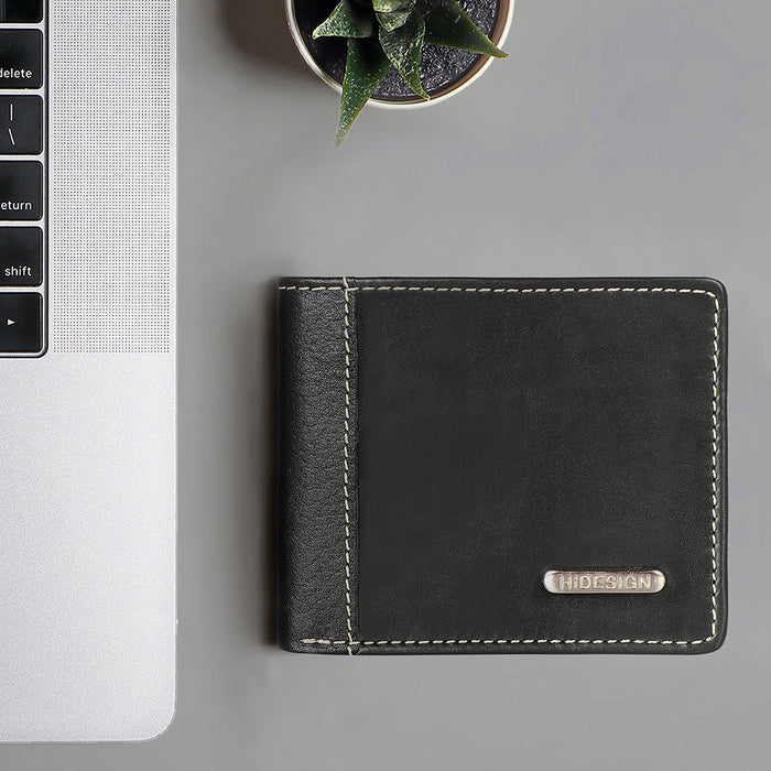 Ee Myw-03  Black Leather Bi-Fold Wallet