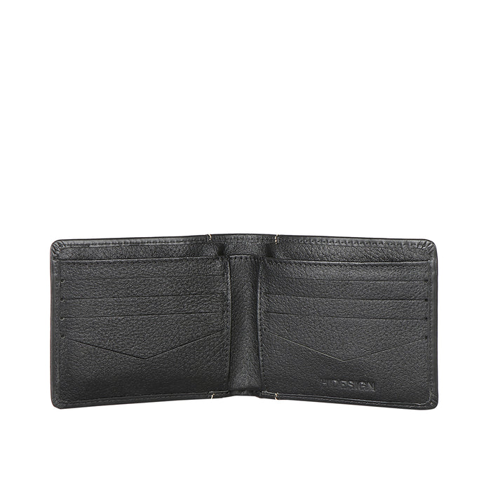 Ee Myw-03  Black Leather Bi-Fold Wallet