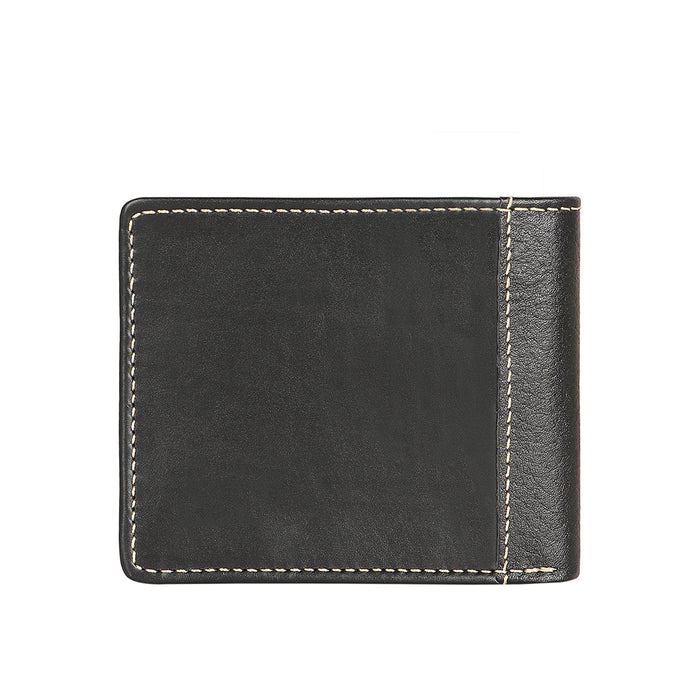 Ee Myw-03  Black Leather Bi-Fold Wallet