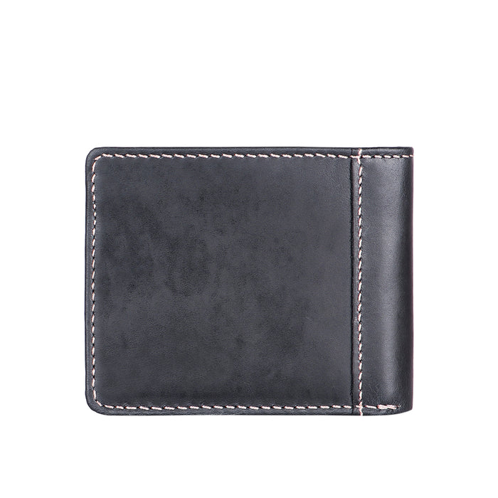 Ee Myw-03  Black Leather Bi-Fold Wallet
