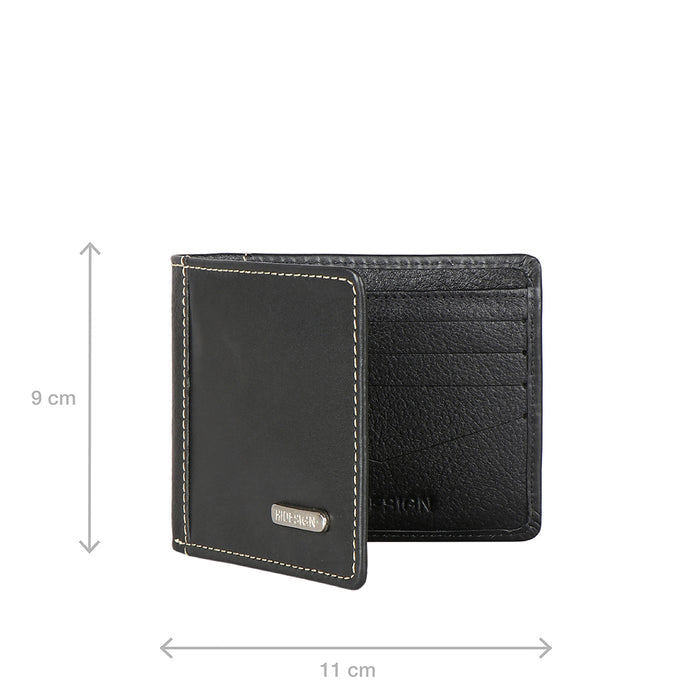 Ee Myw-03  Black Leather Bi-Fold Wallet