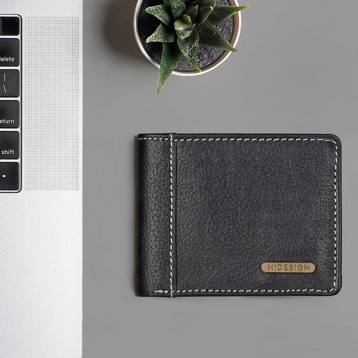 Ee Myw-04  Black Leather Bi-Fold Wallet