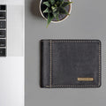 Ee Myw-04  Black Leather Bi-Fold Wallet