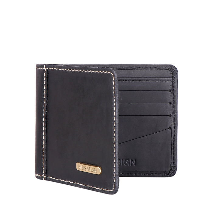Ee Myw-04  Black Leather Bi-Fold Wallet