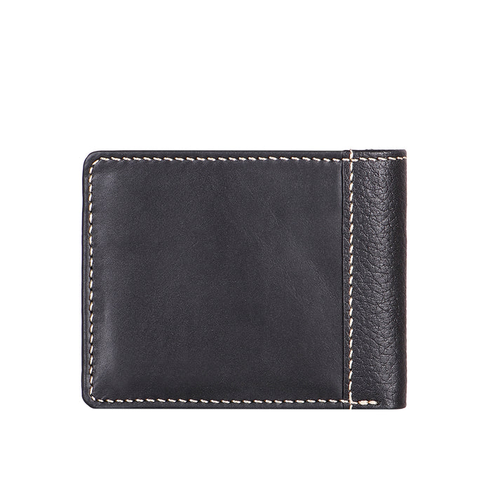 Ee Myw-04  Black Leather Bi-Fold Wallet