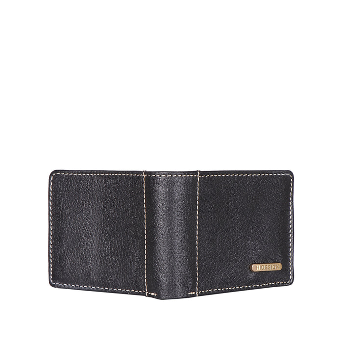 Ee Myw-04  Black Leather Bi-Fold Wallet