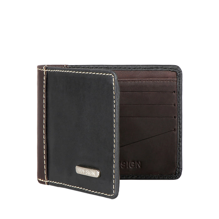 Ee Myw-04  Black Leather Bi-Fold Wallet