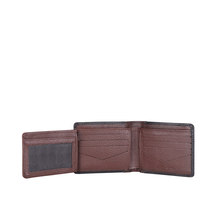 Ee Myw-04  Black Leather Bi-Fold Wallet
