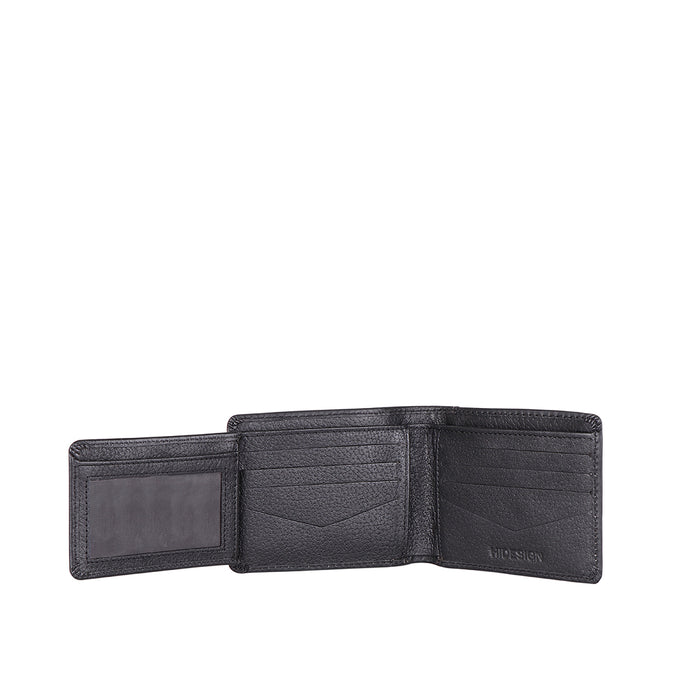 Ee Myw-04  Black Leather Bi-Fold Wallet