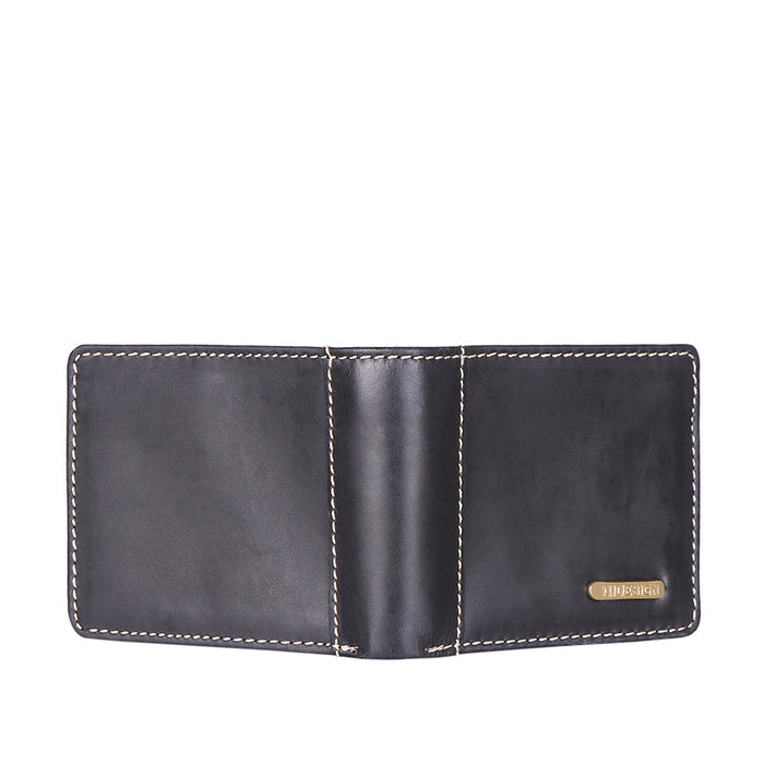 Ee Myw-04  Black Leather Bi-Fold Wallet
