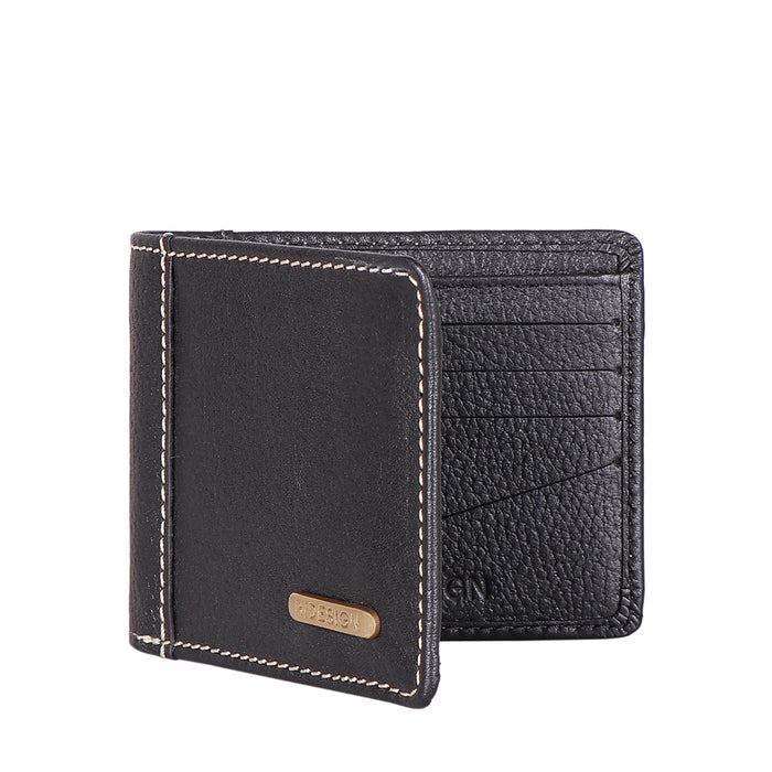 Ee Myw-04  Black Leather Bi-Fold Wallet
