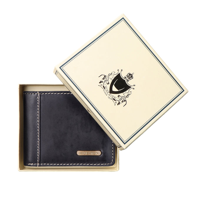 Ee Myw-04  Black Leather Bi-Fold Wallet