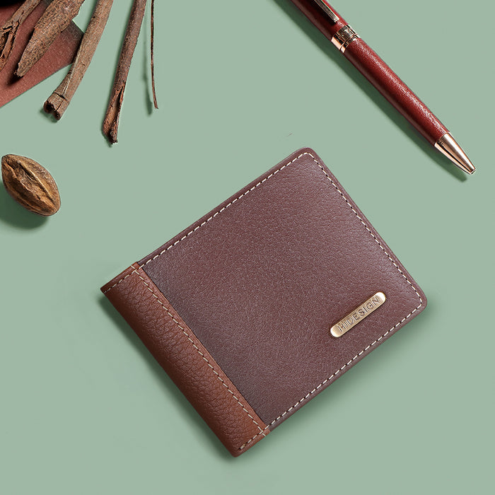Ee Myw-04  Brown Leather Bi-Fold Wallet
